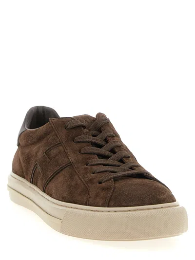 Hogan H691 Lace-up Sneakers With Suede Upper And Memory Foam Comfort In Brown