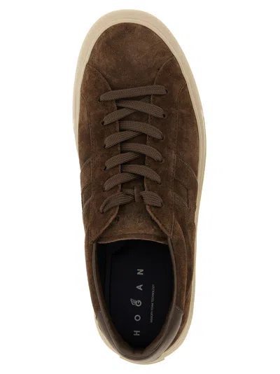 Hogan H691 Lace-up Sneakers With Suede Upper And Memory Foam Comfort In Brown