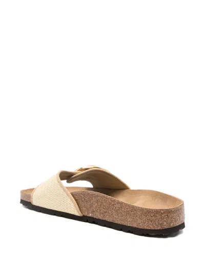 Birkenstock Madrid Big Buckle Raffia Slipper In Neutral