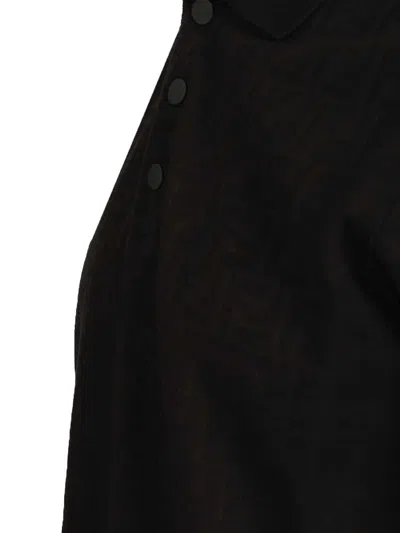 Fendi Ff Piquet Jacquard Polo Shirt In Black