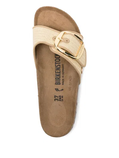 Birkenstock Madrid Big Buckle Raffia Slipper In Neutral