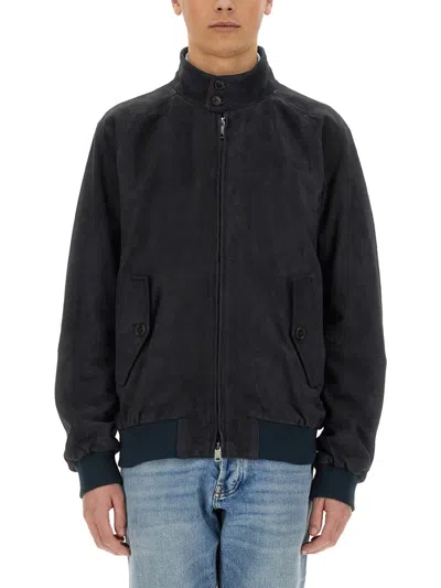 Baracuta Mens G9 Suede Harrington Jacket In Blue