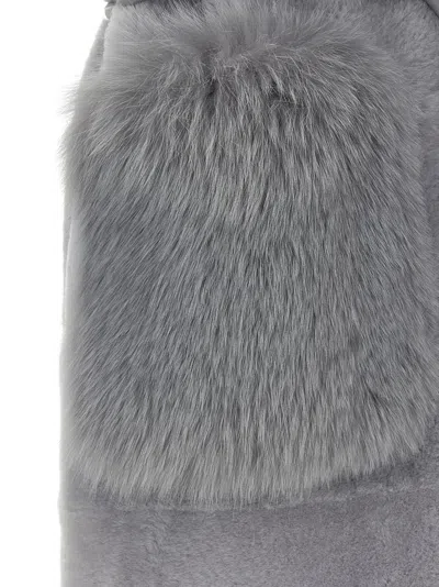 Blancha Straight-volpe Shadow Belted Shawl Collar Vest In Gray
