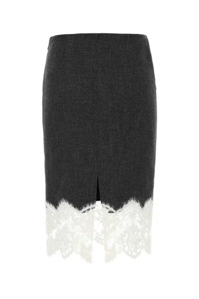 Blumarine Stretch Viscose Blend Skirt With Lace Trim In Multi