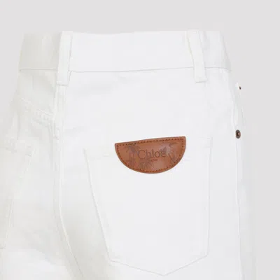 Chloé High-waisted Wide-leg Denim With Design In White