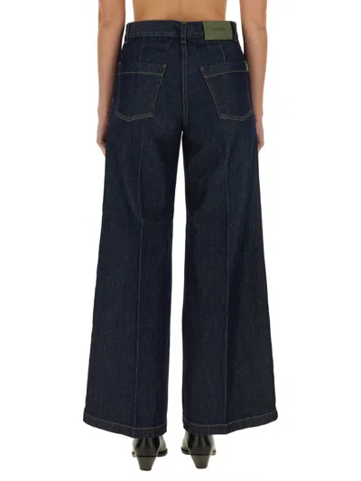 Aspesi High-waisted Wide-leg Jeans With Flared Silhouette In Blue