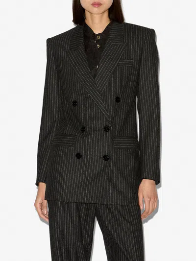 Isabel Marant Embroidered Stretch Wool Blend Jevima Blazer In Brown
