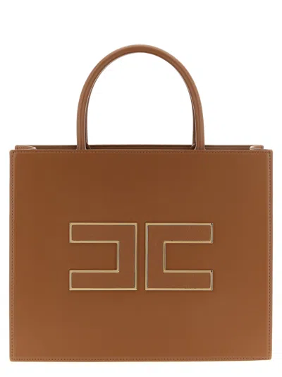 Elisabetta Franchi Borsa Tote Piccola Con Logo Marrone