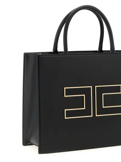 Elisabetta Franchi Large Logo Shopping Bag Tote Bag Black