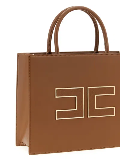Elisabetta Franchi Borsa Tote Piccola Con Logo Marrone