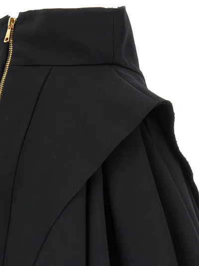 Balmain Button-embellished Pleated Grain De Poudre Wool Mini Skirt In Black