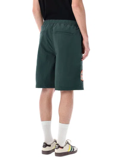 Brain Dead Deep Green Climber Shorts With Adjustable Belt And Embroidered Patches In Green