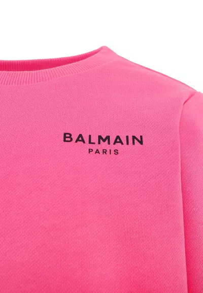 Balmain Logo-print Sweatshirt In Pink