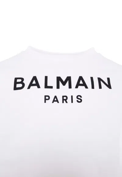 Balmain Logo-print Cotton Sweatshirt In White