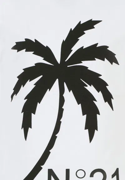 N°21 White T-shirt For Boy With Palm Tree In White