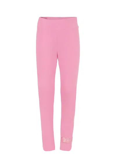 Msgm Pink Leggings For Girl With Logo In Pink