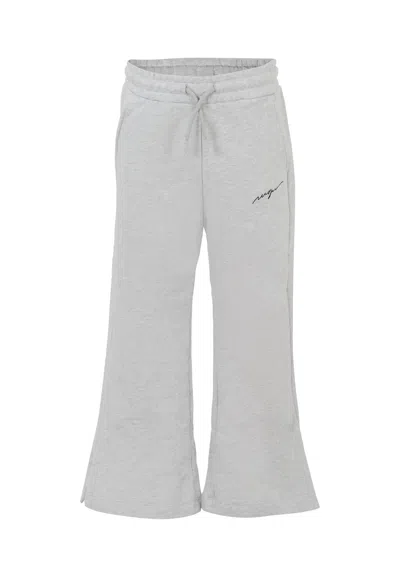 Msgm Grey Trousers For Girl With Logo In Gray
