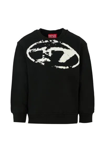 Diesel Felpa Girocollo Con Logo Oval D Effetto Used In Black