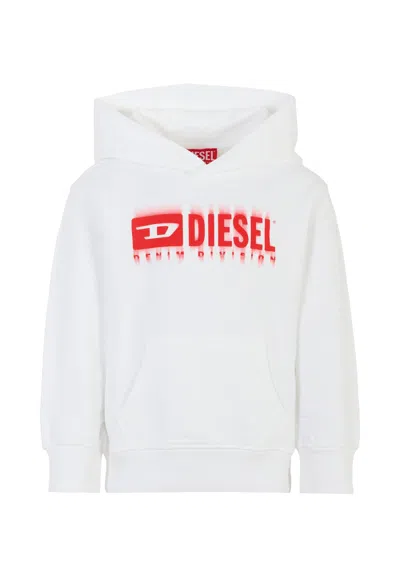 Diesel White Sweatshirt For Boy With Logo In White