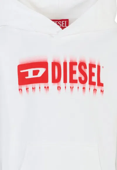 Diesel White Sweatshirt For Boy With Logo In White