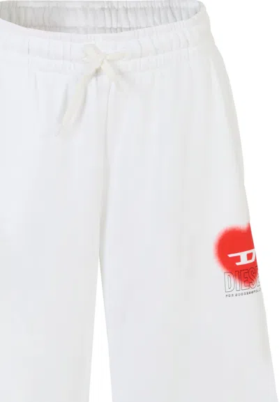 Diesel White Trousers For Girl With Heart In White