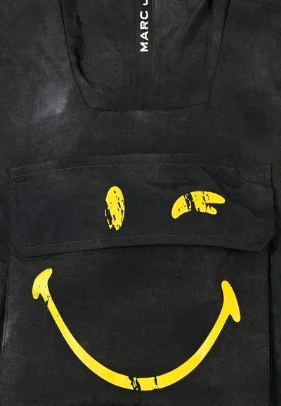 Marc Jacobs Black Windbreaker For Boy With Smiley In Black