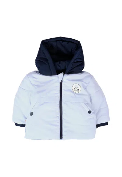 Hugo Boss Light Blue Reversible Down Jacket For Baby Boy With Patch In Blue