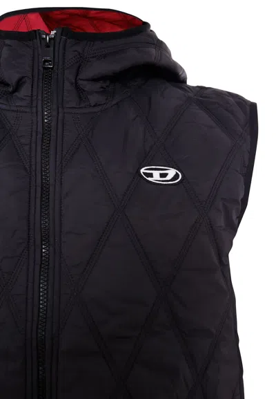 Diesel Black Vest For Kids With Logo In Black