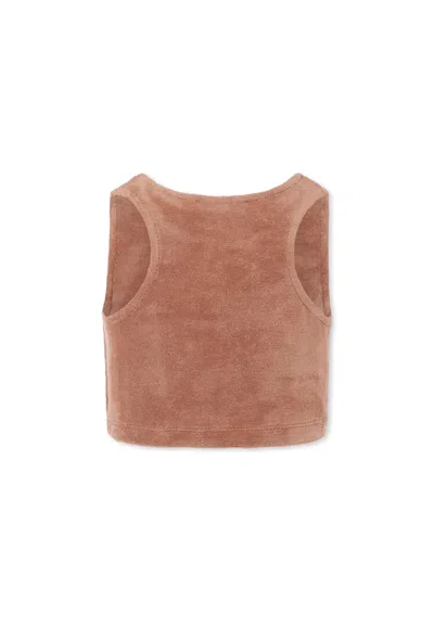Msgm Terry-cloth Sleeveless Crop Top In Brown