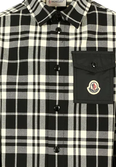 Moncler Black Shirt For Boy With Logo In Black