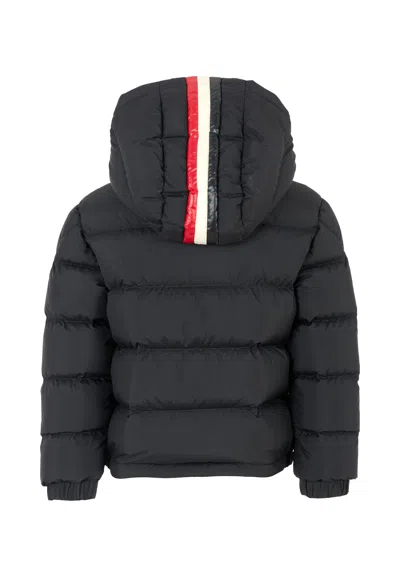 Moncler Blue Taidu Down Jacket For Boy With Logo In Black