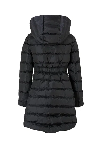 Moncler Blue Charpal Down Jacket For Girl With Logo In Black