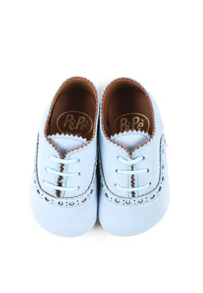 Pèpè Stringate Celesti Per Neonato In Blue