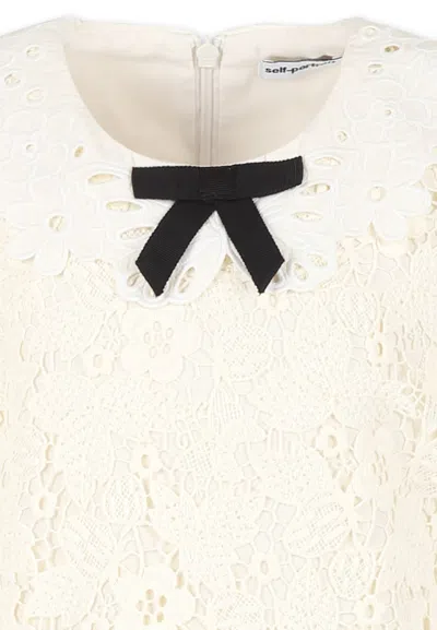 Self-portrait Floral Lace Dress In White