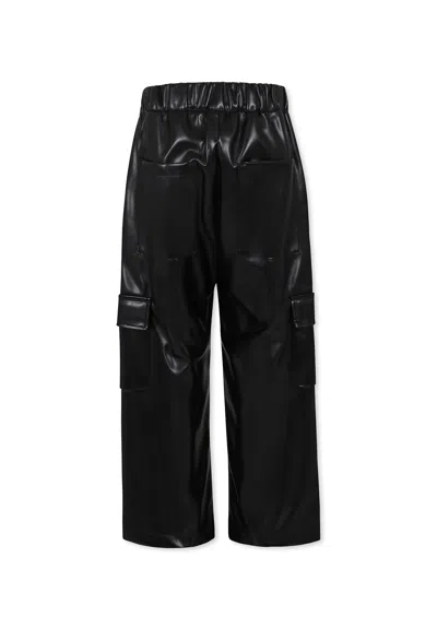 Msgm Black Trousers For Girl With Logo In Black