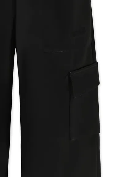 Msgm Black Trousers For Girl With Logo In Black
