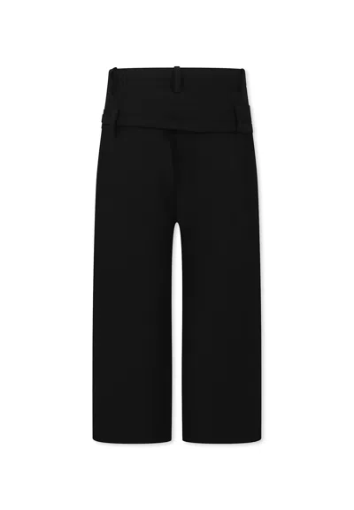 Msgm Black Trousers For Girl With Logo In Black