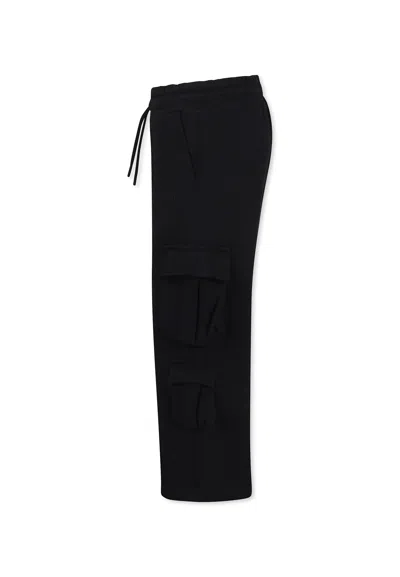 Msgm Black Trousers For Girl With Logo In Black