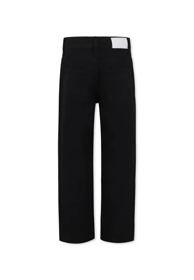 Msgm Black Jeans For Girl With Logo In Black