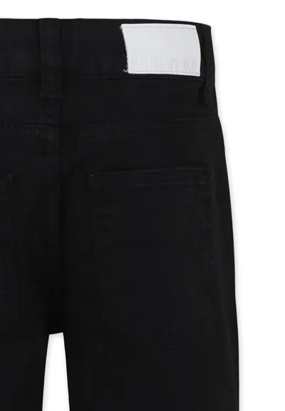 Msgm Black Jeans For Girl With Logo In Black