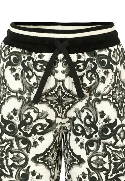 Dolce & Gabbana Black Shorts For Boy With Majolica Print In Black