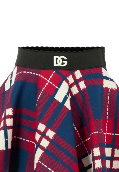 Dolce & Gabbana Multicolor Skirt For Girl With Logo In Red