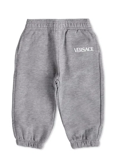 Versace Grey Trackpants With Logo For Baby In Gray