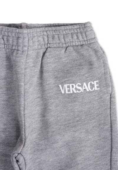Versace Grey Trackpants With Logo For Baby In Gray