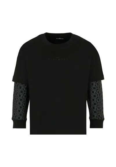 Richmond Black T-shirt For Boy With Logo In Black