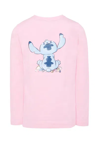 Monnalisa Stitch T-shirt Mit Strasssteinen In Blue