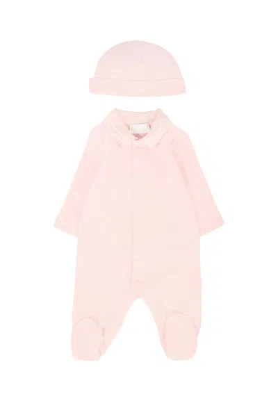 Gucci Pink Set For Baby Girl With Gg Motif In Pink