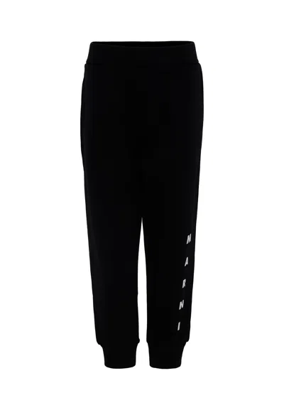 Marni Kids Cotton Sports Trousers In Black