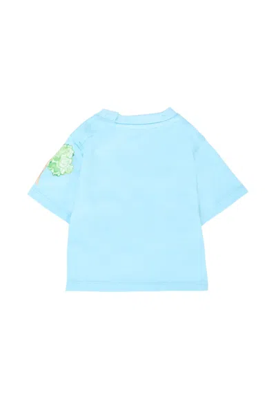 Burberry Light Blue T-shirt For Babykids Red Bus In Blue