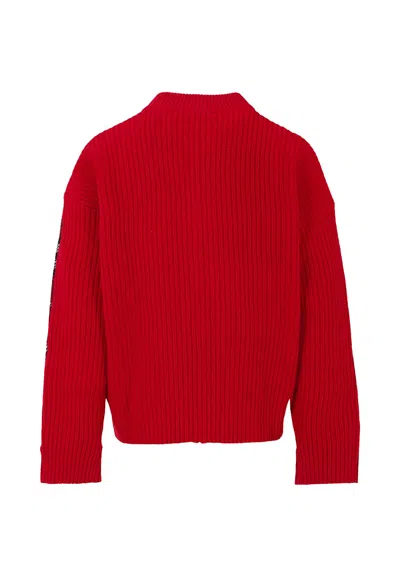 Burberry Red Sweater For Kids With Tartan Pattern In Red